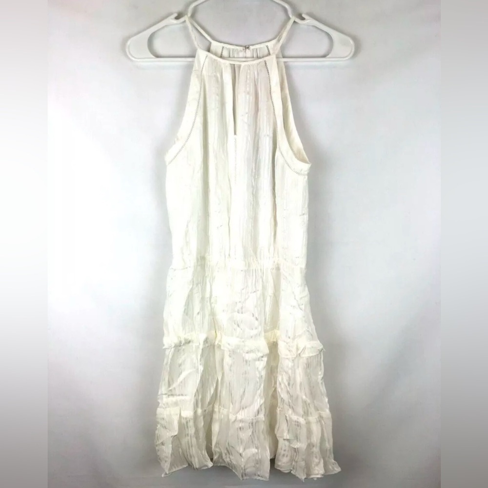 Parker, Bruna Lace Eyelet-Trim Halter Mini A-Line Dress, Womens Size Small